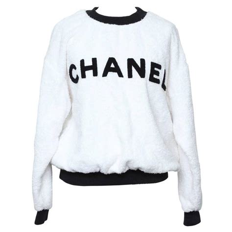 chanel sweater black and white|authentic Chanel logo sweater.